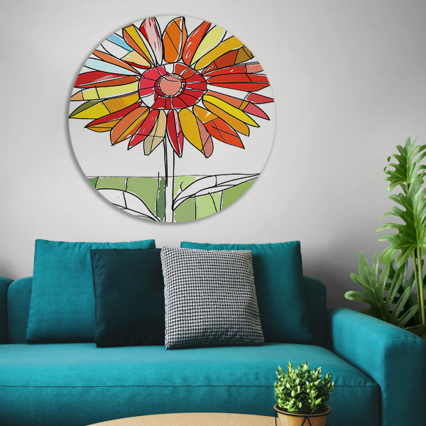 Kleurrijke abstracte illustratie van zonnebloem forex muurcirkel