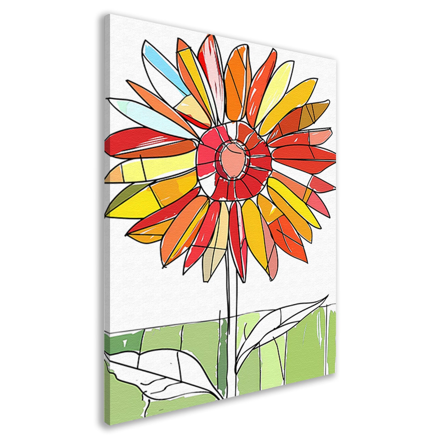 Kleurrijke abstracte illustratie van zonnebloem canvas