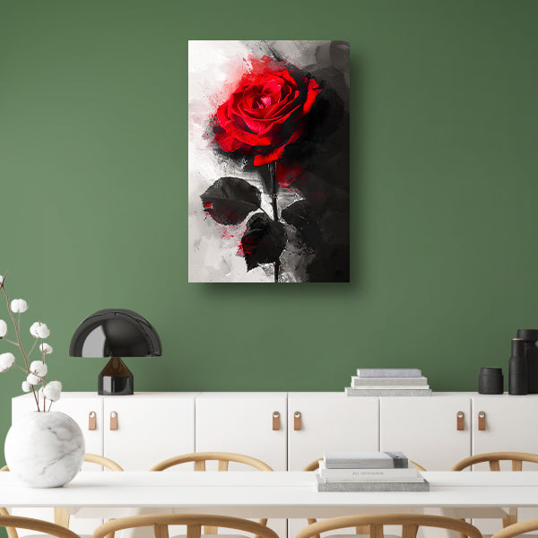 Expressieve rode roos met abstracte achtergrond acrylglas