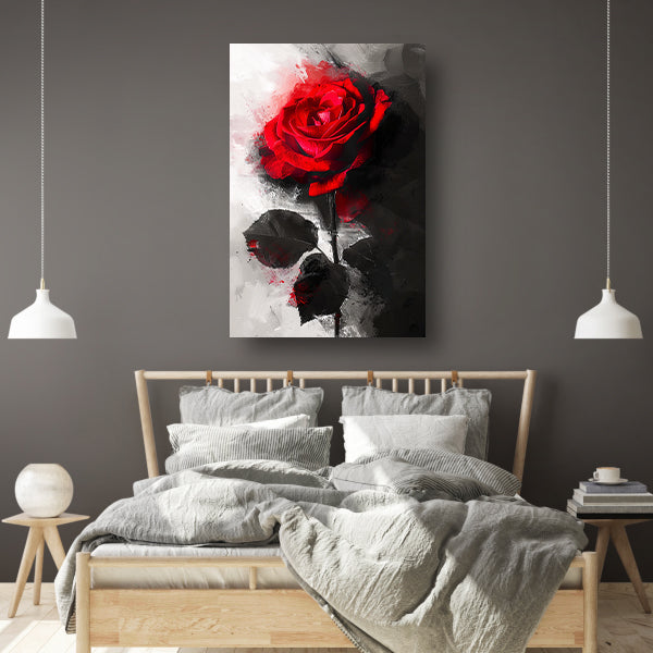 Expressieve rode roos met abstracte achtergrond acrylglas