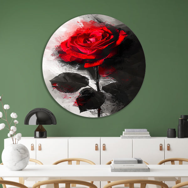 Expressieve rode roos met abstracte achtergrond forex muurcirkel