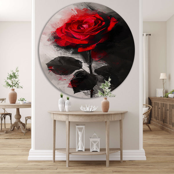 Expressieve rode roos met abstracte achtergrond forex muurcirkel