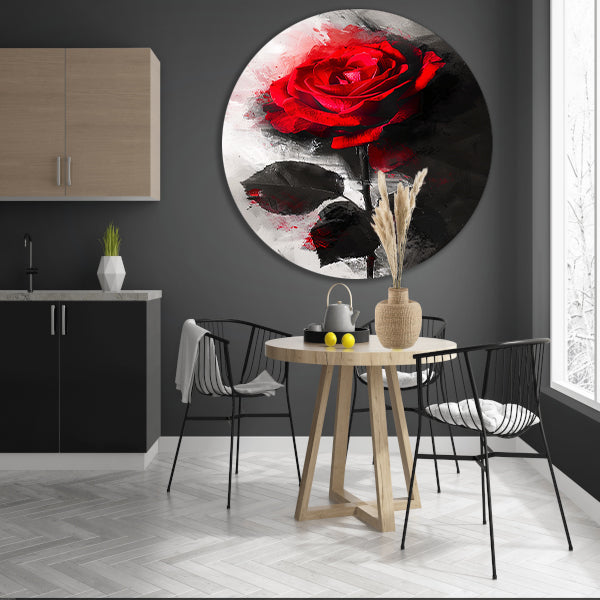 Expressieve rode roos met abstracte achtergrond forex muurcirkel