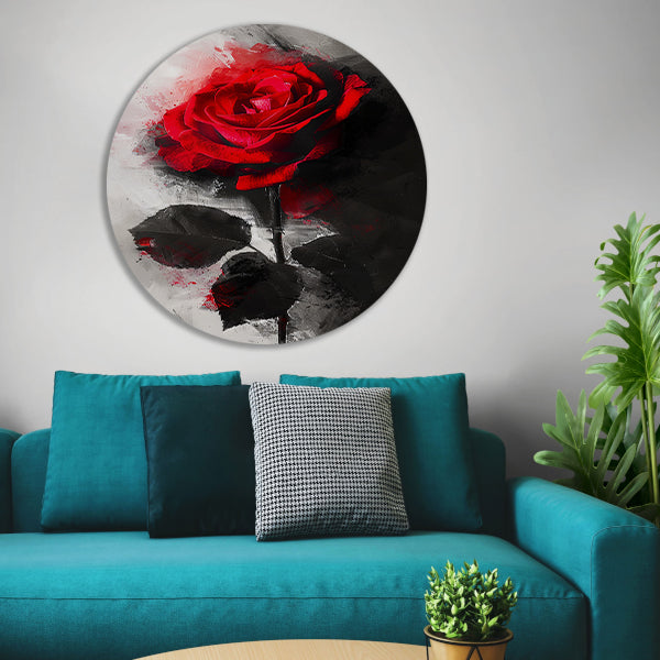 Expressieve rode roos met abstracte achtergrond forex muurcirkel