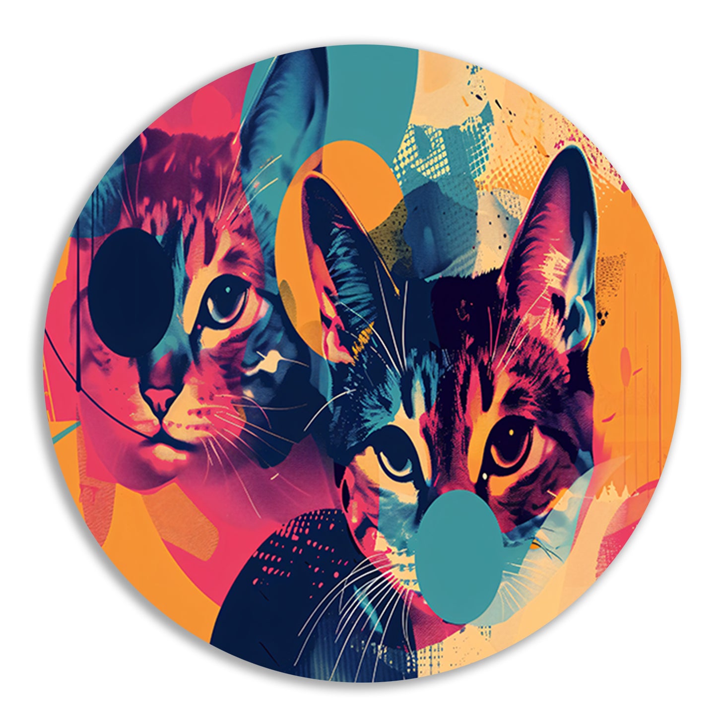 Kleurrijke abstracte katten in geometrische vormen forex muurcirkel