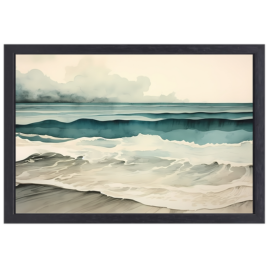 Rustige Zee met Wolken Panorama canvas met baklijst