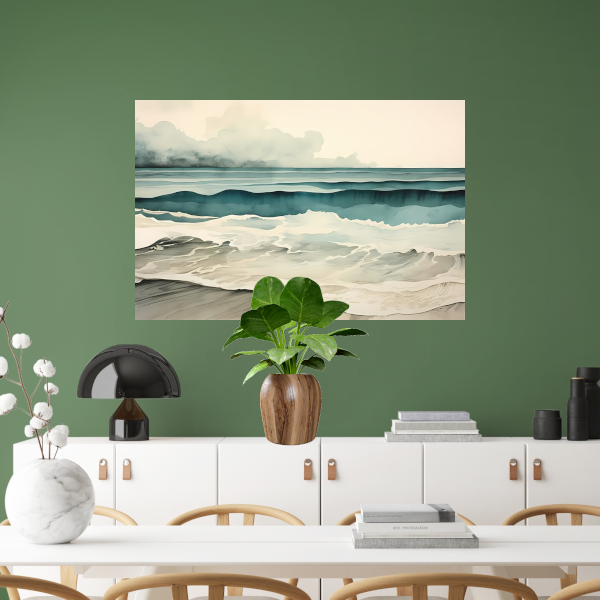 Rustige Zee met Wolken Panorama poster