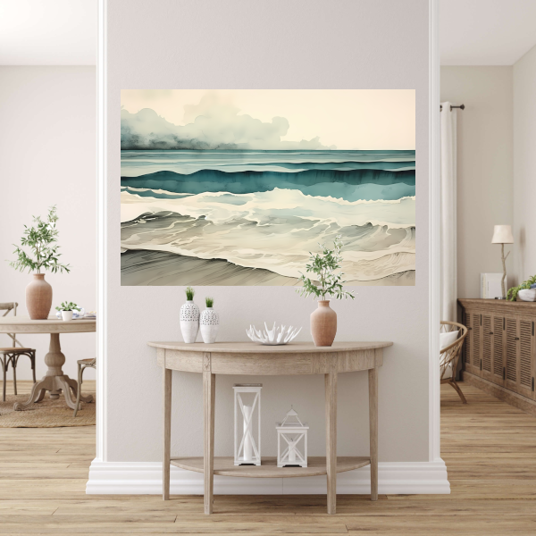 Rustige Zee met Wolken Panorama poster
