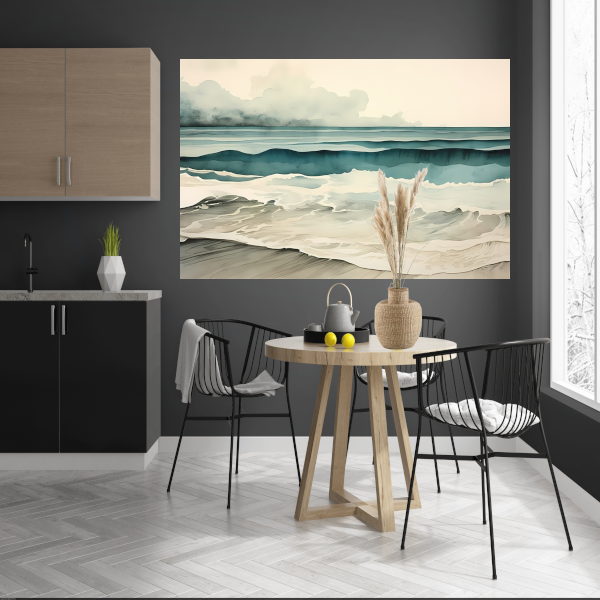 Rustige Zee met Wolken Panorama poster