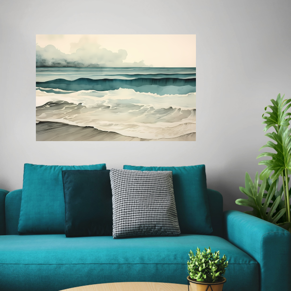 Rustige Zee met Wolken Panorama poster