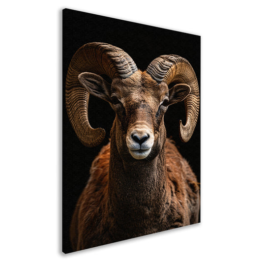 Indrukwekkende Ram met Elegante Krullende Hoorns canvas