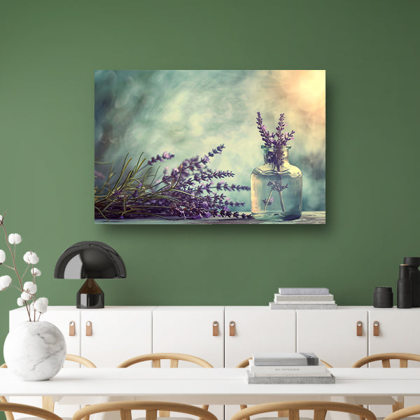 Lavendel stilleven in glas poster