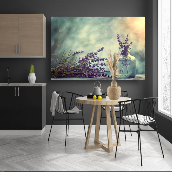 Lavendel stilleven in glas poster