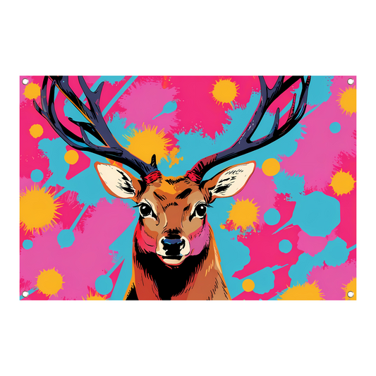 Kleurrijk hert in popart stijl schilderij tuinposter