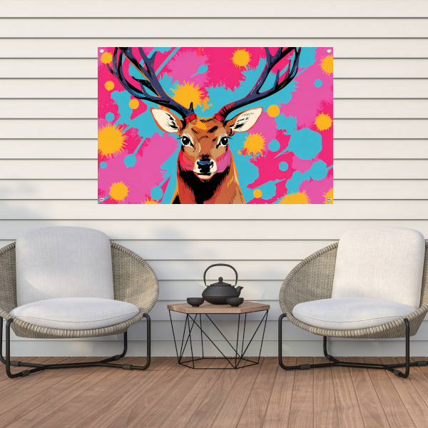 Kleurrijk hert in popart stijl schilderij tuinposter