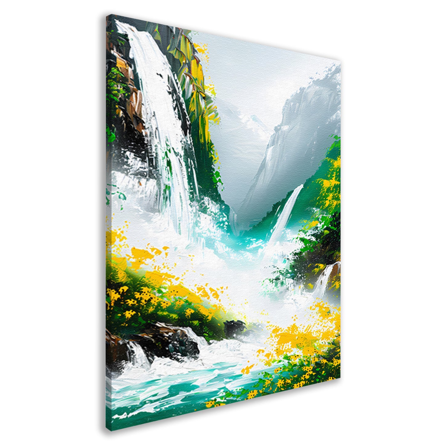 Abstracte waterval in kleurrijk natuur landschap canvas