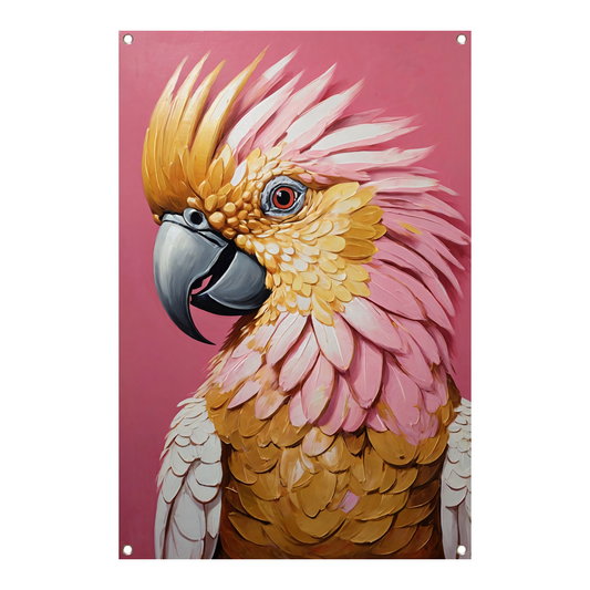 Impressionistische Papegaai in Goud en Roze tuinposter