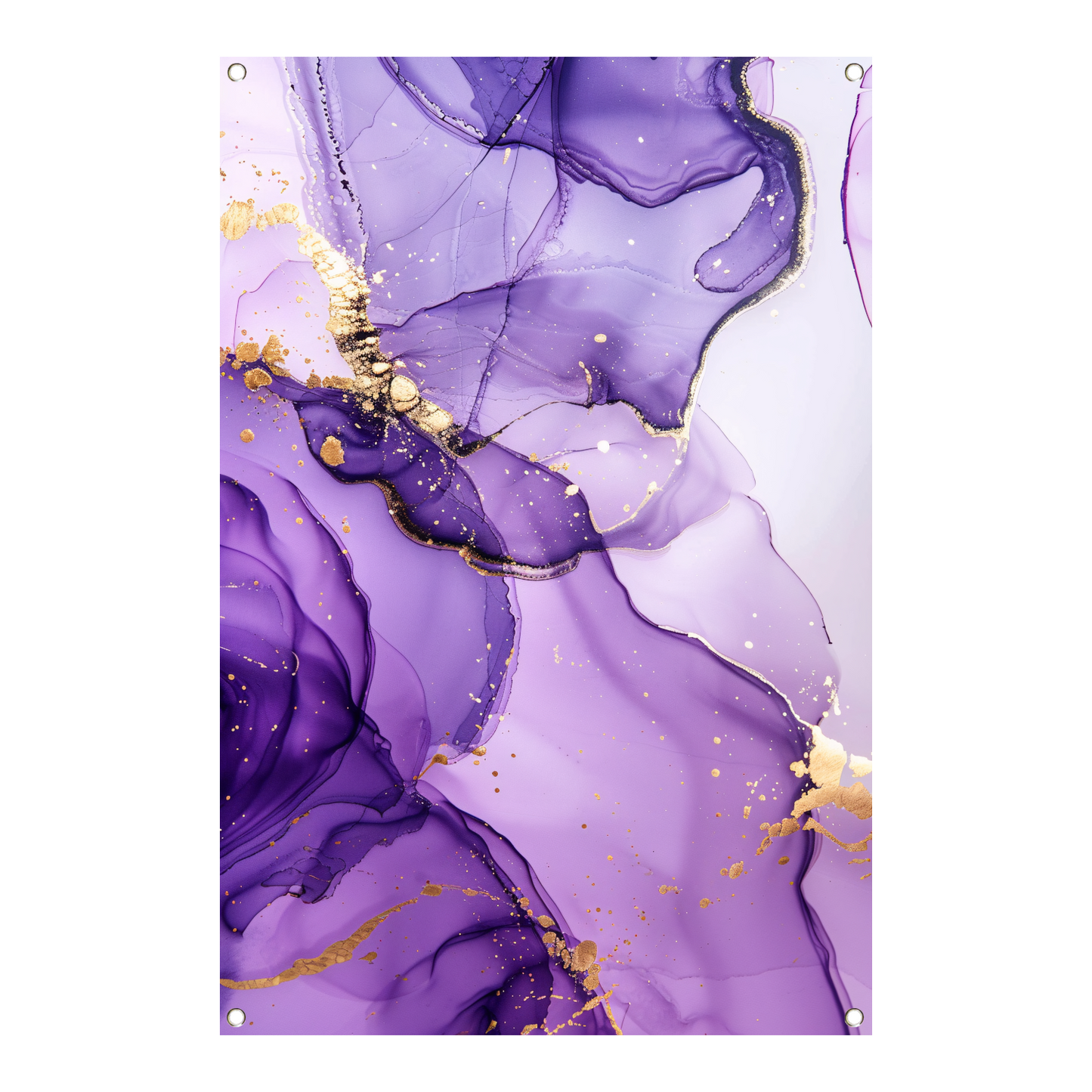 Paarse inkt en gouden aderen abstract tuinposter