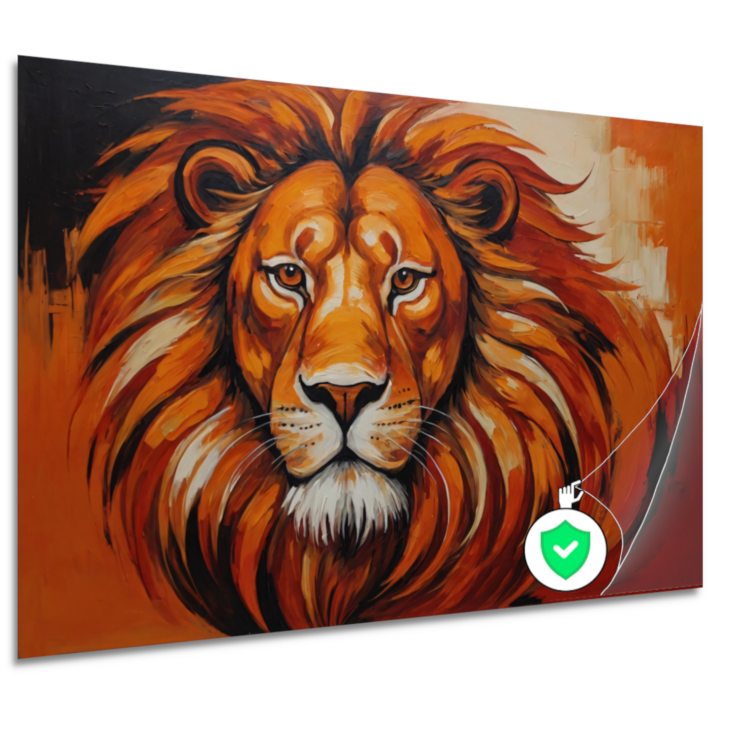 Majestueuze Leeuw in Vurige Kleuren poster