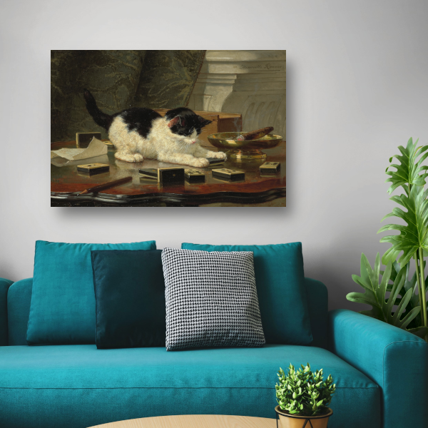 Speelplezier van een Kat - Henriëtte Ronner-Knip canvas