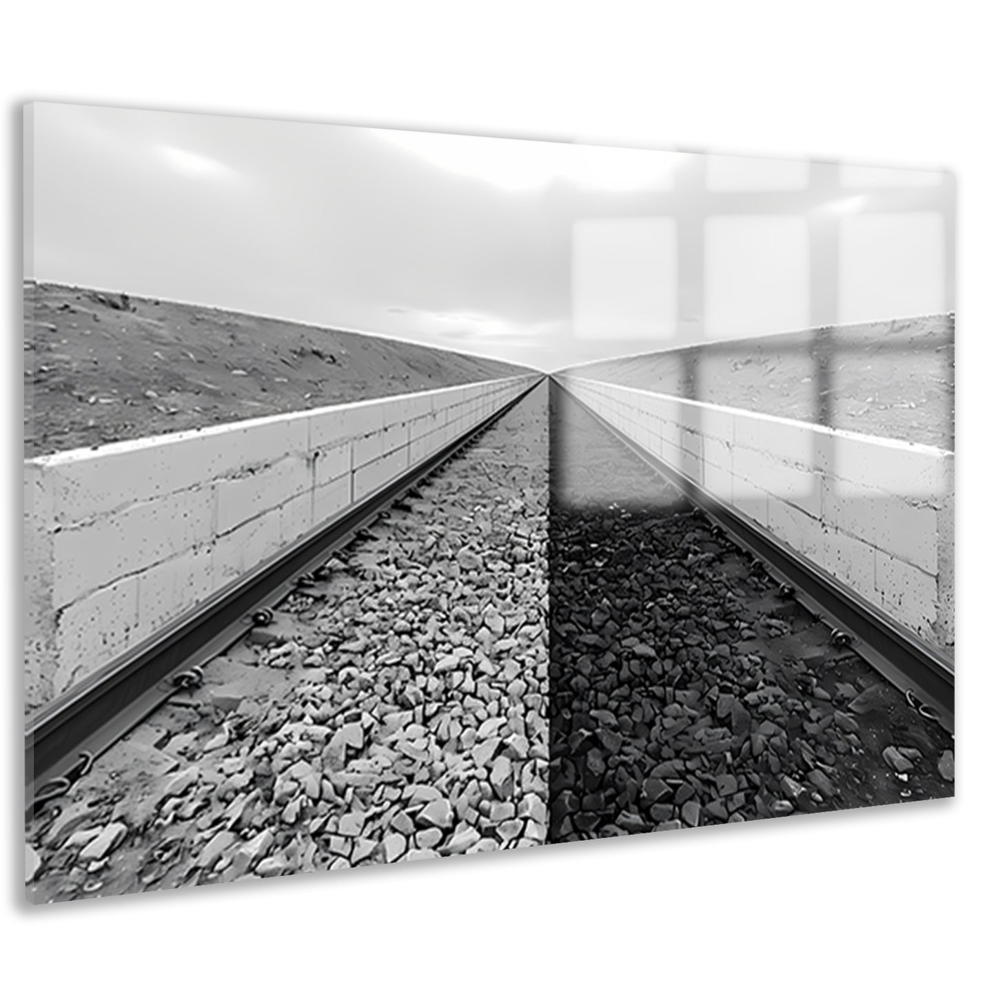 Eindeloze sporen tussen ommuurde grenzen acrylglas