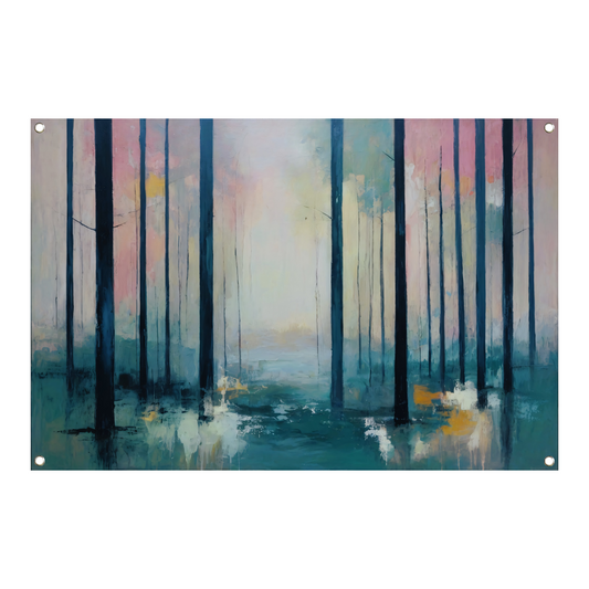 Schemerlicht Door Bomen in Bos tuinposter