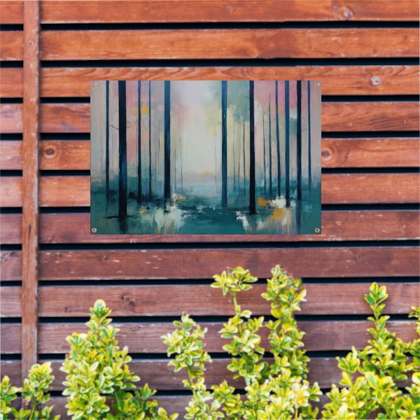 Schemerlicht Door Bomen in Bos tuinposter