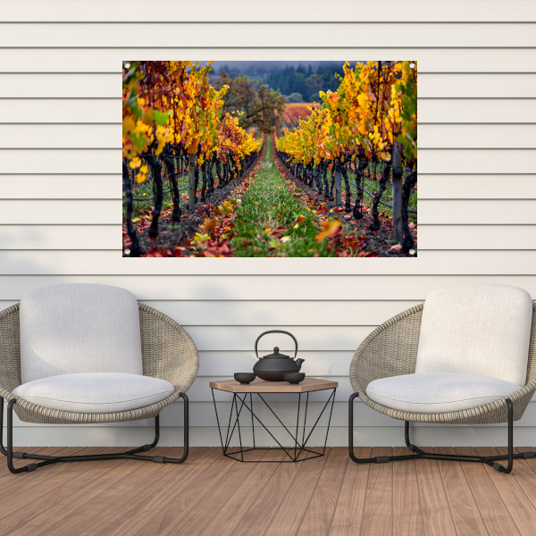 Herfst in de wijngaard met kleurenpracht tuinposter
