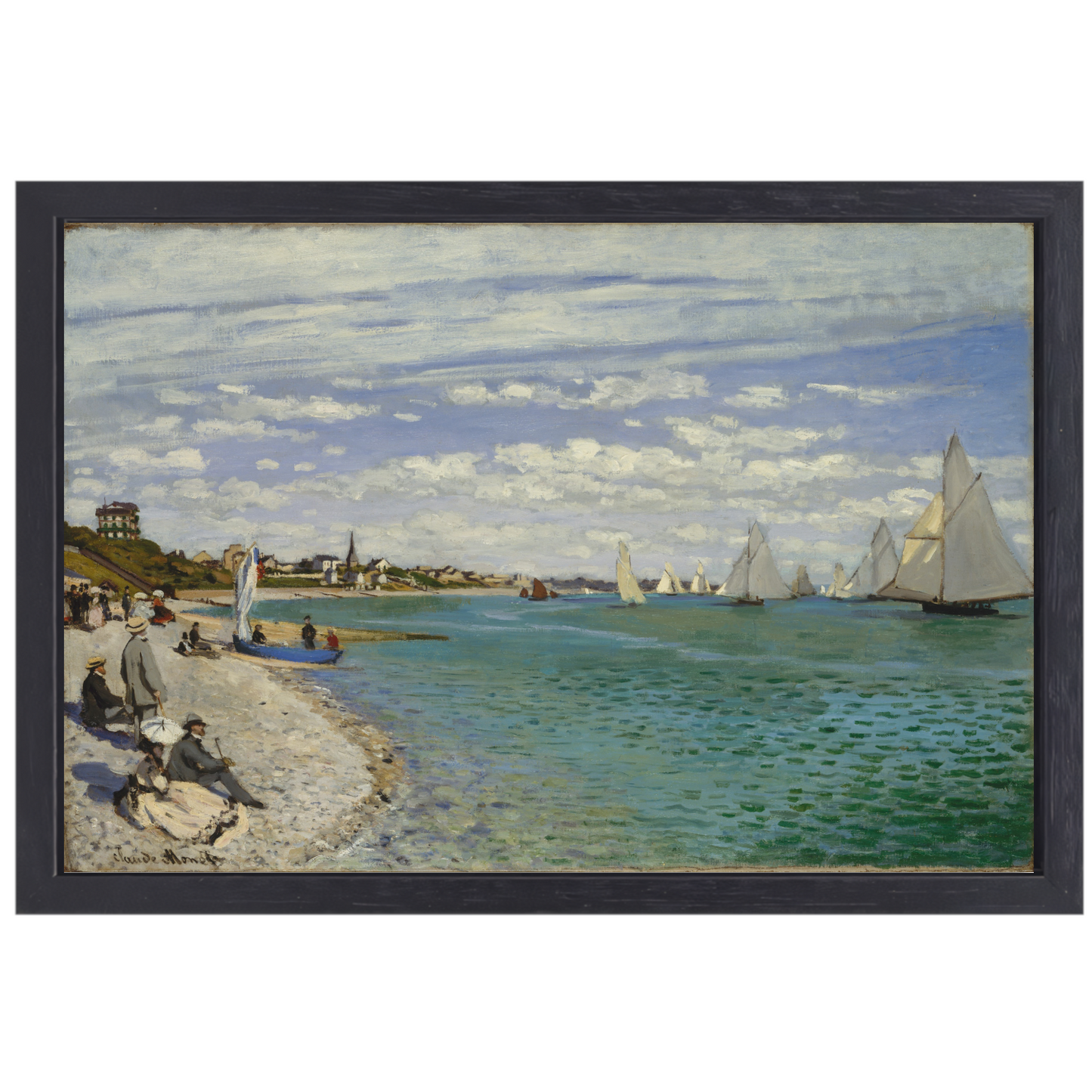 Regatta in Sainte-Adresse - Claude Monet canvas met baklijst