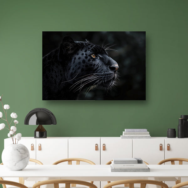 Gedetailleerd portret van zwarte panter in profiel acrylglas