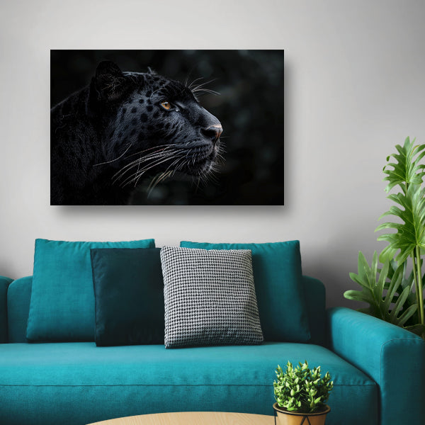 Gedetailleerd portret van zwarte panter in profiel acrylglas