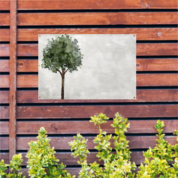 Eenzame boom abstracte kunst tuinposter