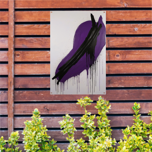 Dynamisch Abstract in Paars en Zwart tuinposter