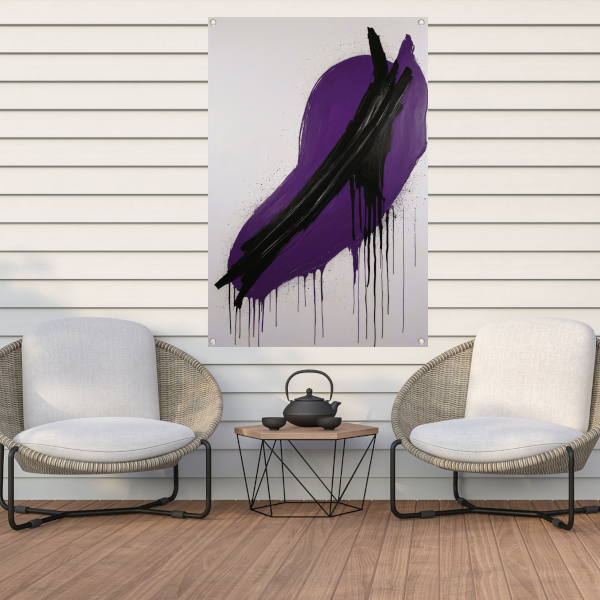 Dynamisch Abstract in Paars en Zwart tuinposter