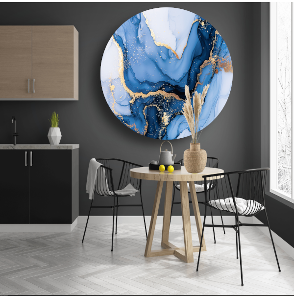 Luxueuze Marmeren Texturen met Gouden Details aluminium muurcirkel