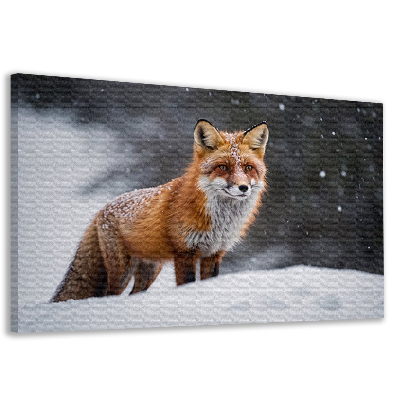 Gedetailleerde vos in besneeuwd landschap canvas