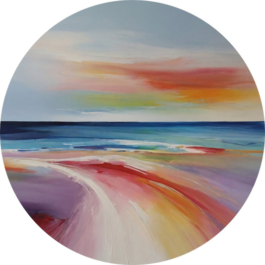 Abstracte Regenboogkleuren van een Strandleven aluminium muurcirkel