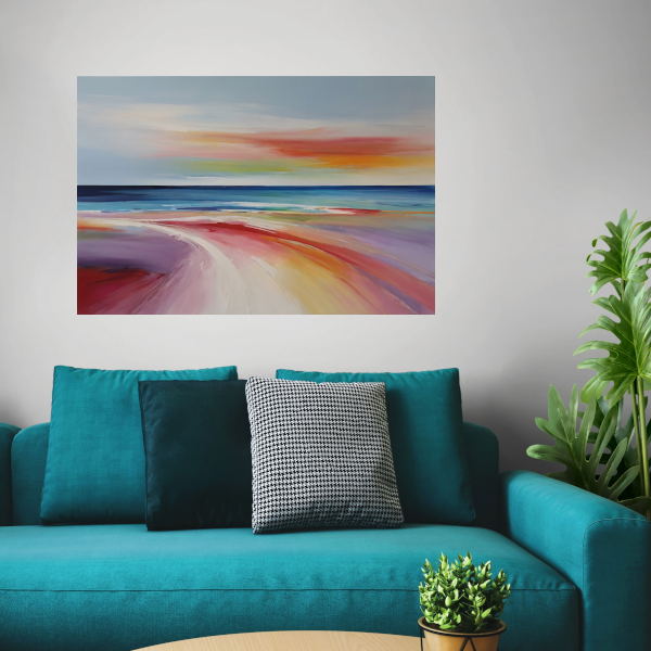 Abstracte Regenboogkleuren van een Strandleven poster