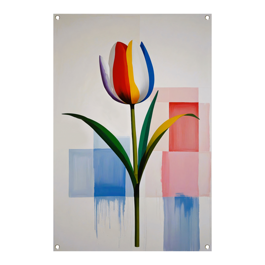 Abstracte Kleurrijke Tulp op Moderne Achtergrond tuinposter