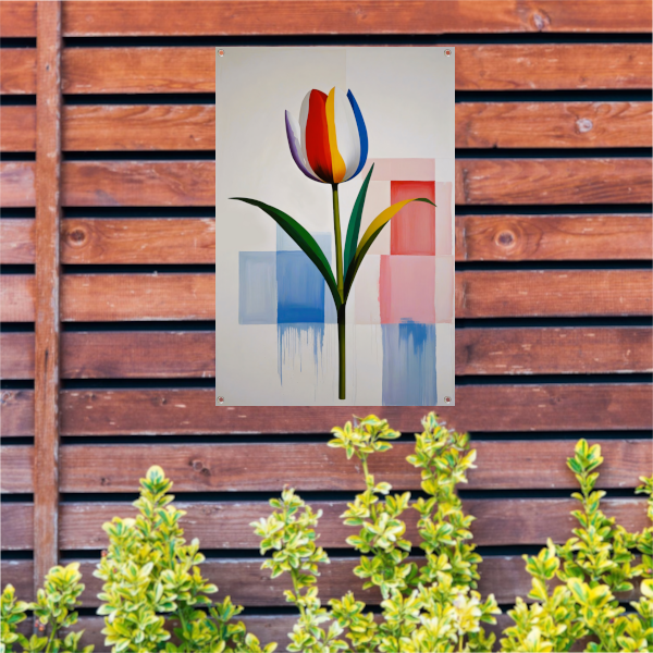 Abstracte Kleurrijke Tulp op Moderne Achtergrond tuinposter