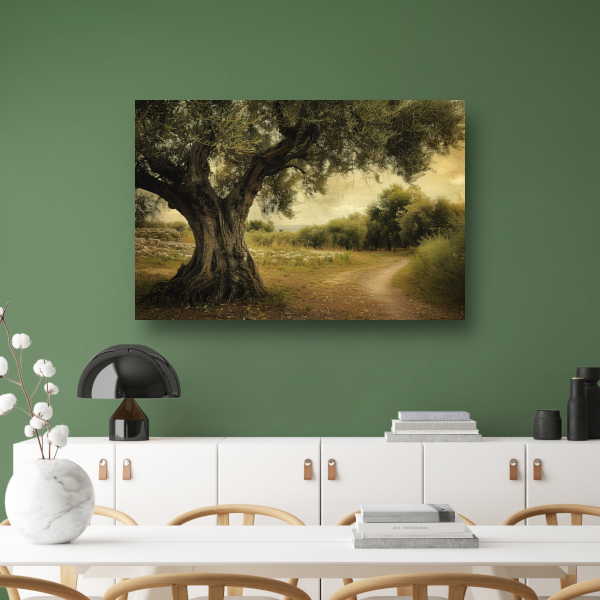 Eenzame boom op landweg poster