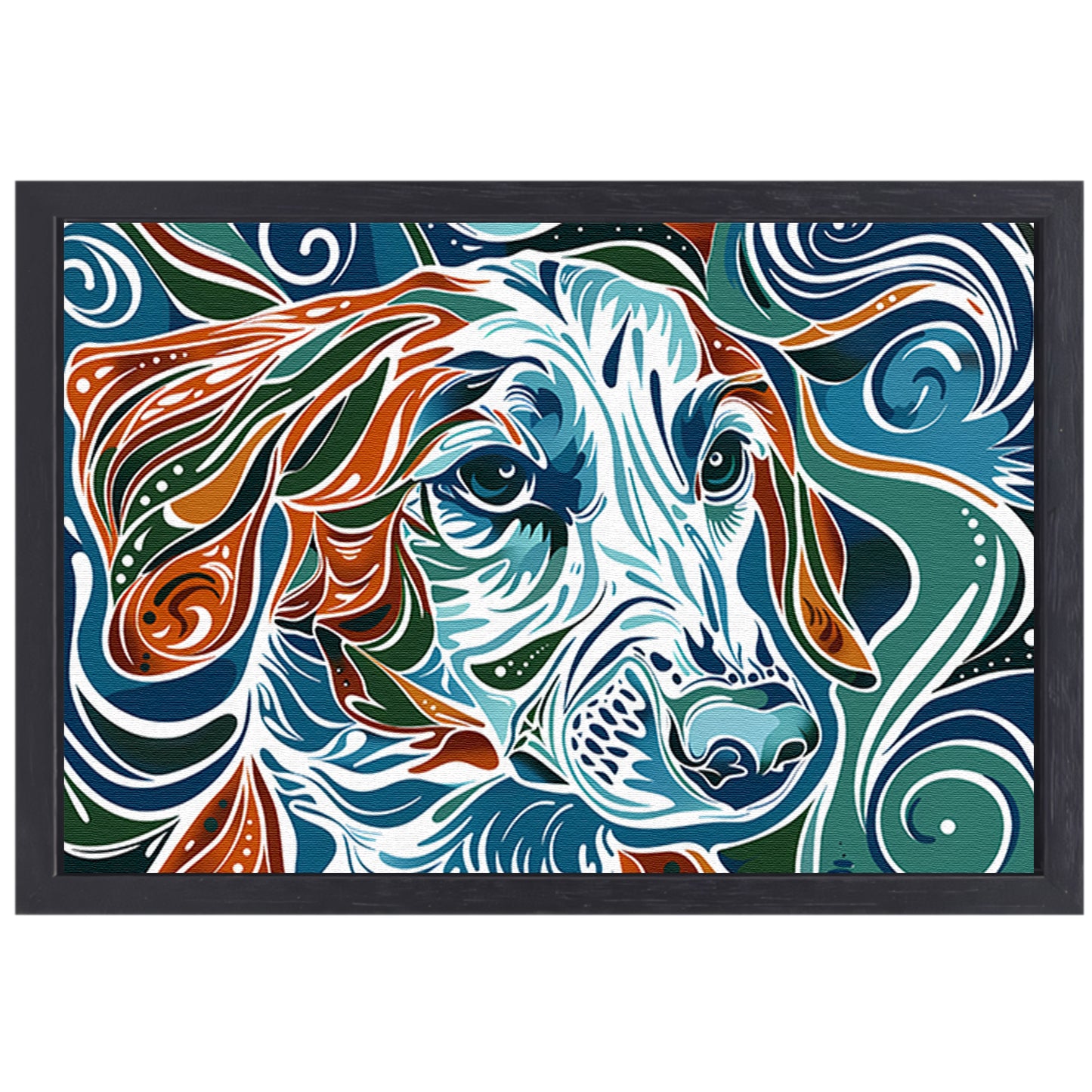 Abstracte kleurrijke lijntekening van een hond canvas met baklijst