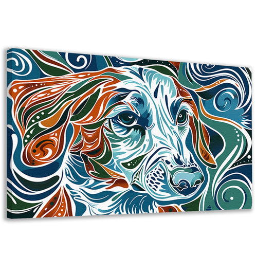 Abstracte kleurrijke lijntekening van een hond canvas