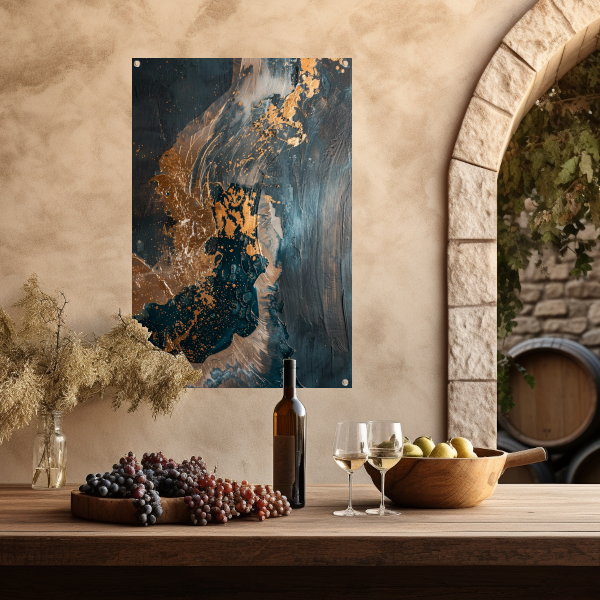 Dynamische abstracte compositie met goud tuinposter
