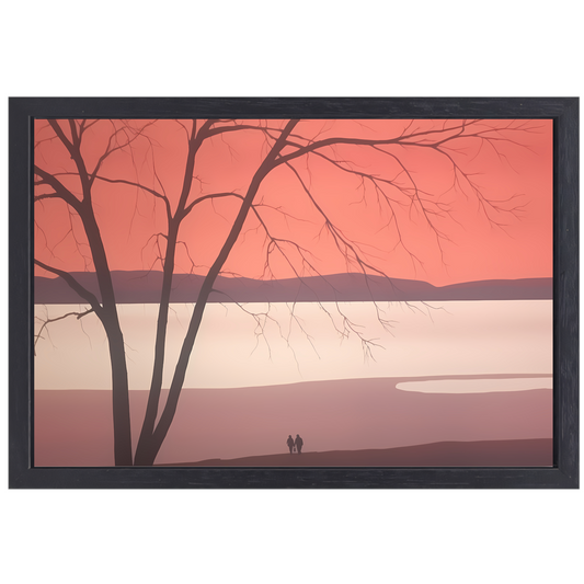 Minimalistisch landschap met meer canvas met baklijst