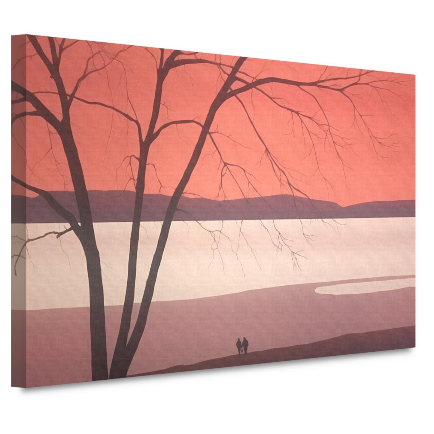 Minimalistisch landschap met meer canvas