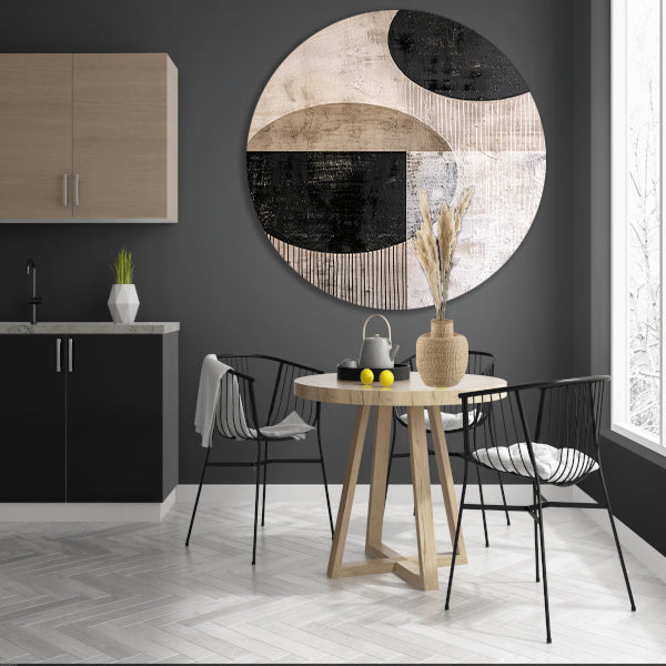 Overlappende cirkels met textuur en lijnen aluminium muurcirkel