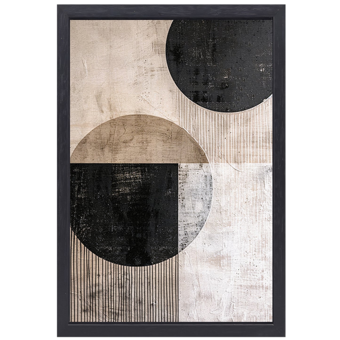 Overlappende cirkels met textuur en lijnen canvas met baklijst