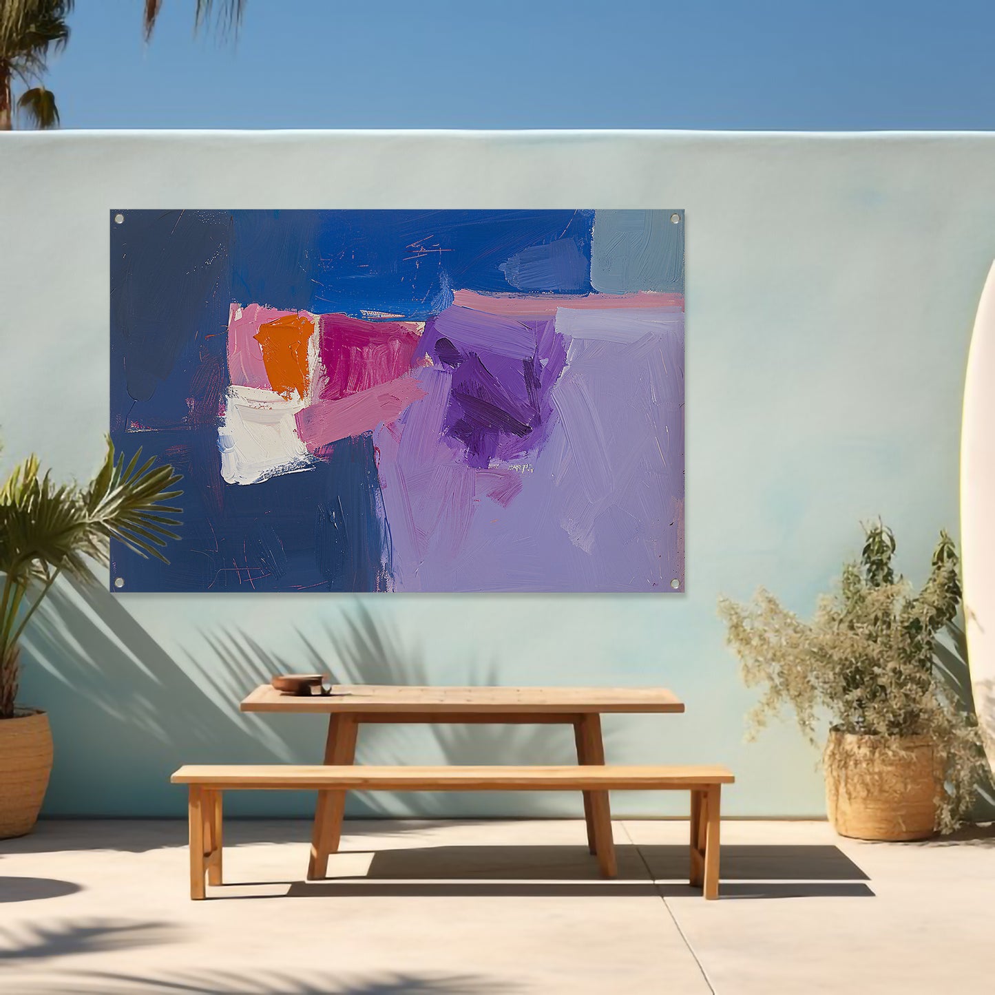 Abstract schilderij met kleurrijke vormen tuinposter