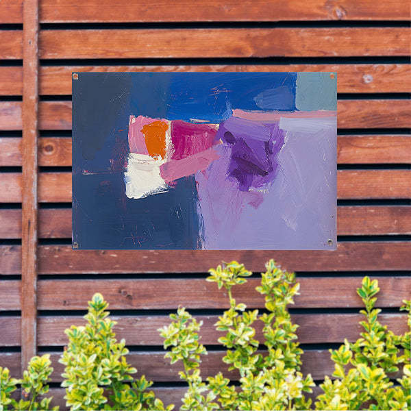 Abstract schilderij met kleurrijke vormen tuinposter
